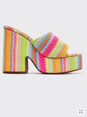 Platform Block Heel Slide and matching dumpling bag set - Multicolor